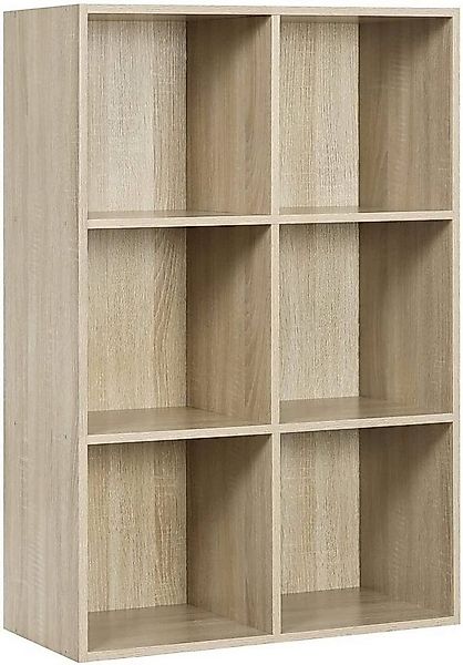 Woltu Bücherregal, 1-tlg., Würfelregal 6 Fächer aus MDF 60x30x89 cm Eiche günstig online kaufen