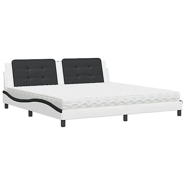 vidaXL Bettgestell, Bett mit Matratze Weiß und Schwarz 200x200 cm Kunstlede günstig online kaufen