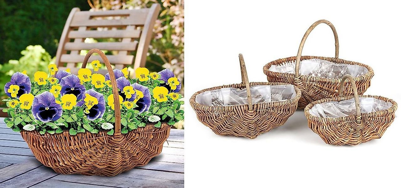 BURI Pflanzkübel Weiden-Pflanzkörbe 3er-Set Weidenkorb Erntekorb Präsentkor günstig online kaufen