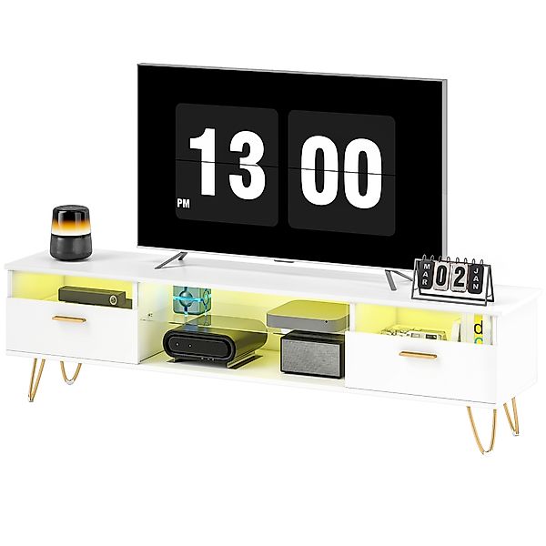 HOMCOM TV-Möbel mit 16 Farben LED RGB-Beleuchtung TV-Ständer für Fernseher günstig online kaufen