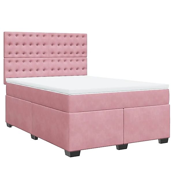 vidaXL Boxspringbett mit Matratze Rosa 140x200 cm Samt 3290947 günstig online kaufen