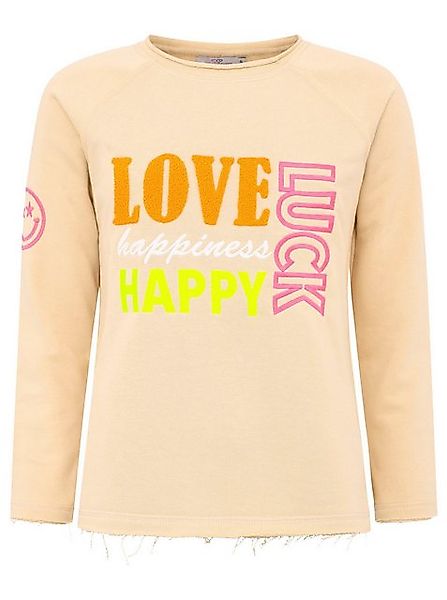 Zwillingsherz Sweater "Love Luck Happy" mit Used-Look Kanten und fröhlicher günstig online kaufen