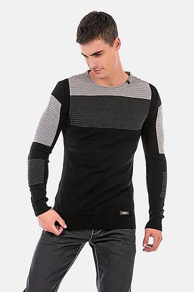 Cipo & Baxx Rundhalspullover Pullover in extravagantem Strickdesign, CP247 günstig online kaufen