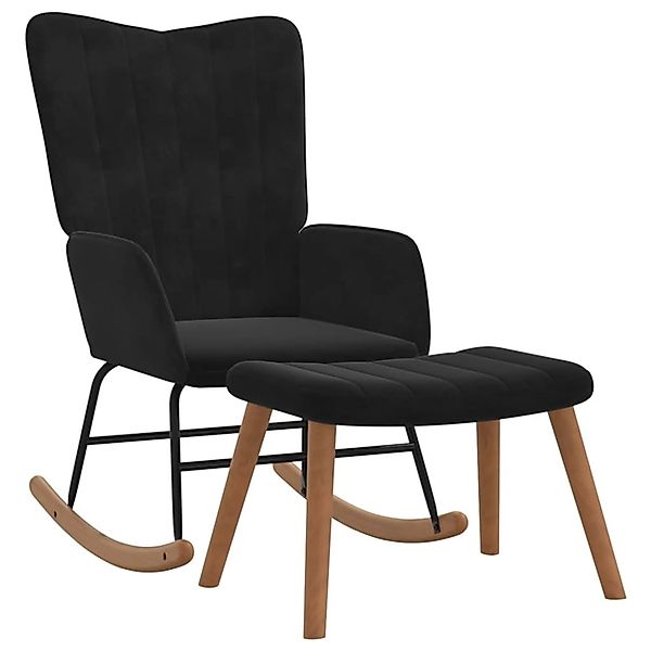 vidaXL Schaukelstuhl mit Hocker Samt Schwarz Modell 1 günstig online kaufen