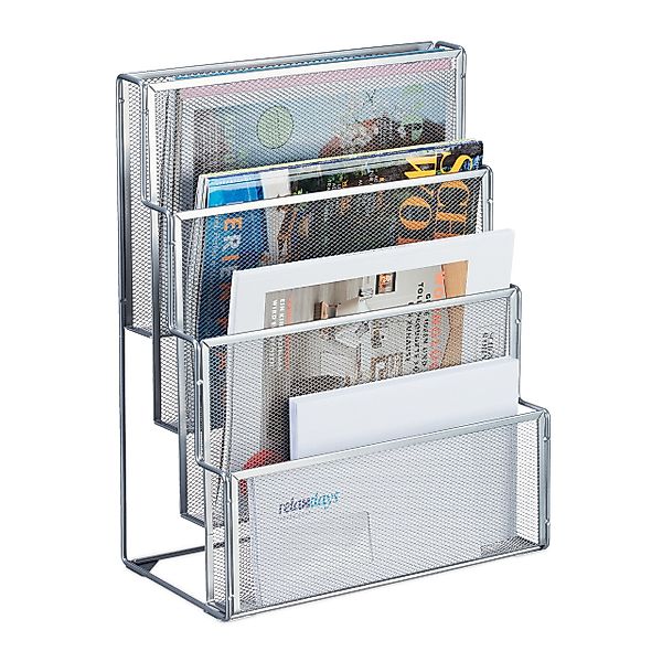 relaxdays Zeitungsständer Zeitschriftenhalter Metall 4 Fächer, günstig online kaufen
