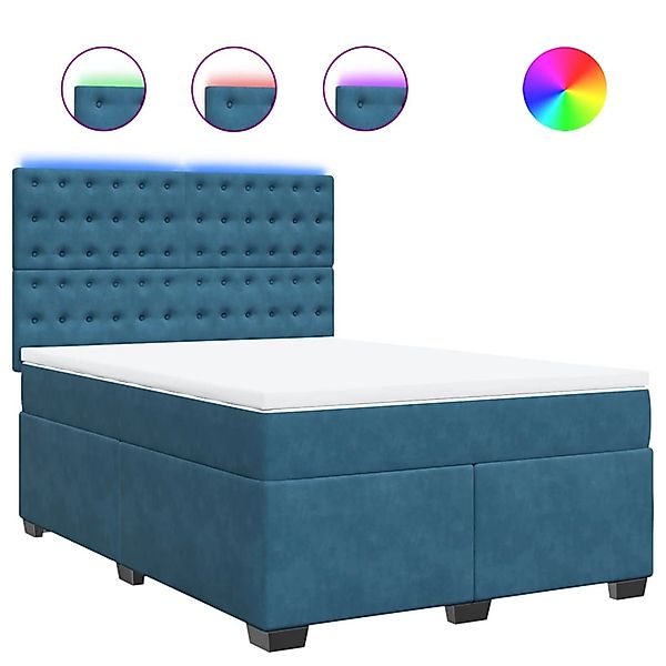 vidaXL Boxspringbett mit Matratze Blau 160x200 cm Samt 3293270 günstig online kaufen