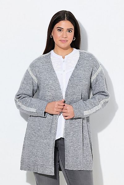 Ulla Popken Strickjacke Long-Strickjacke Ziernähte ohne Verschluss Langarm günstig online kaufen