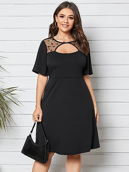 YOINS Plus Size Cut Out Mesh Patchwork Design Kurzarm Kleid günstig online kaufen
