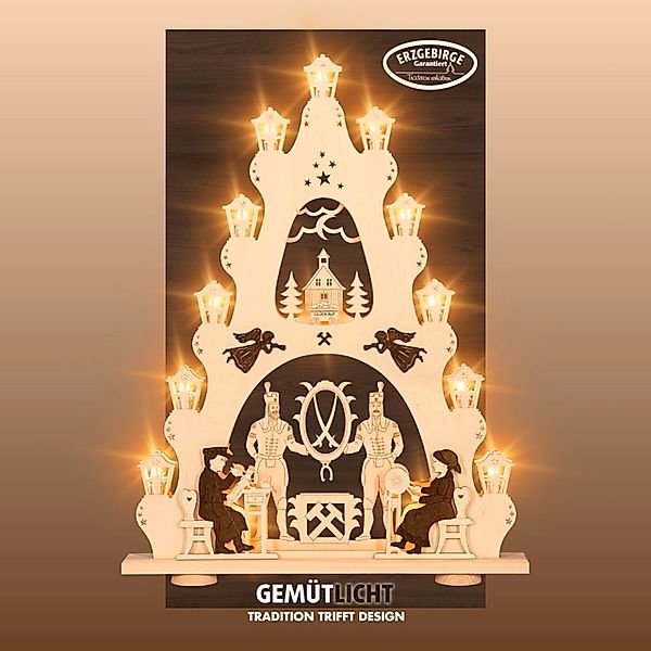 Weigla Schwibbogen »Erzgebirge, große Lichterspitze, Bergmann NATUR-BRAUN, günstig online kaufen