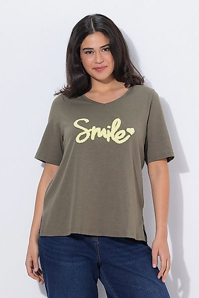 Ulla Popken T-Shirt T-Shirt Smile Classic V-Ausschnitt Halbarm günstig online kaufen