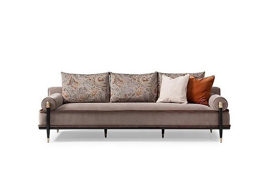 Xlmoebel Sofa Luxuriöses graues Stoffsofa mit drei Sitzen - Polstersofa in, günstig online kaufen