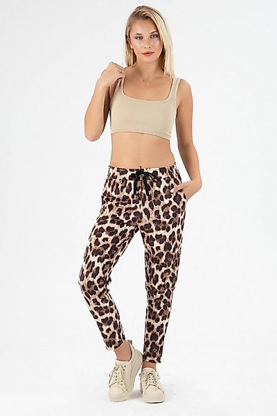 Kendindza Collection Jogger Pants Damen Leo Print Hose elegant Leopardenmus günstig online kaufen
