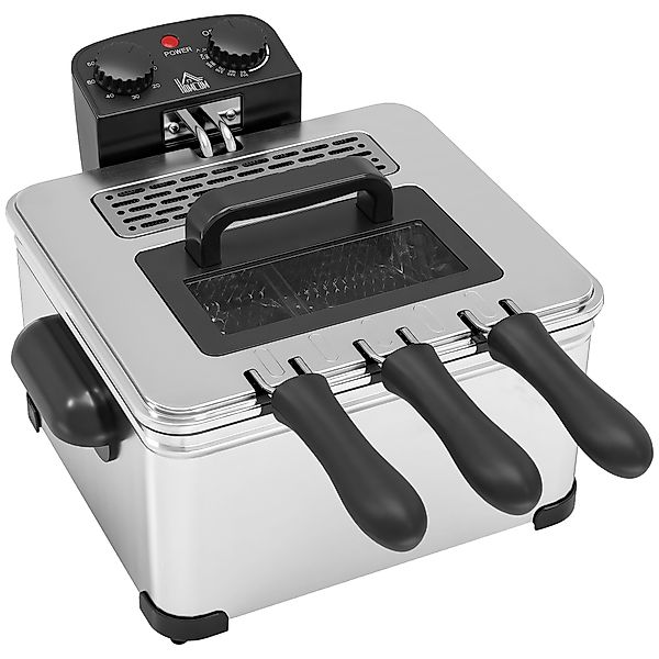HOMCOM Fritteuse mit 5L Kapazität, Einstellbare Temperatur & Timer, Öl-Frit günstig online kaufen