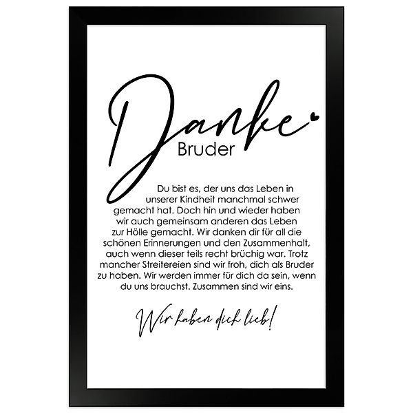 WANDStyle Bild mit Rahmen Danke Bruder, günstig online kaufen