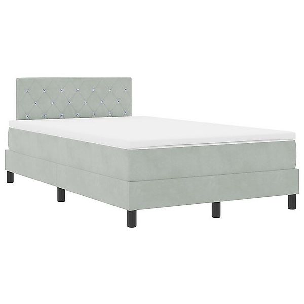 vidaXL Bett Boxspringbett mit Matratze Hellgrau 120x200 cm Samt (1-tlg) günstig online kaufen