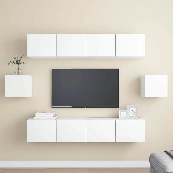 6-tlg. Tv-schrank-set Weiß Spanplatte günstig online kaufen