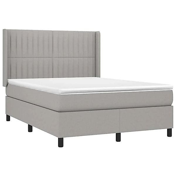 vidaXL Boxspringbett mit Matratze & LED Hellgrau 140x190 cm Stoff 3138469 günstig online kaufen