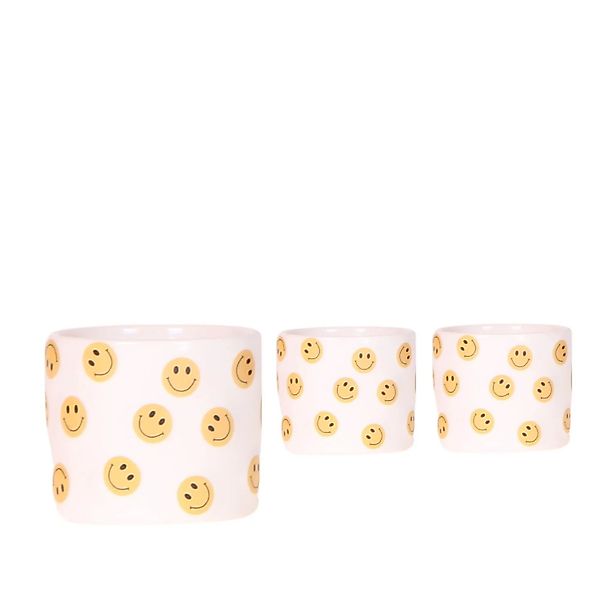 Keramik-Übertopf Smiley Topf-Ø ca. 6 cm günstig online kaufen