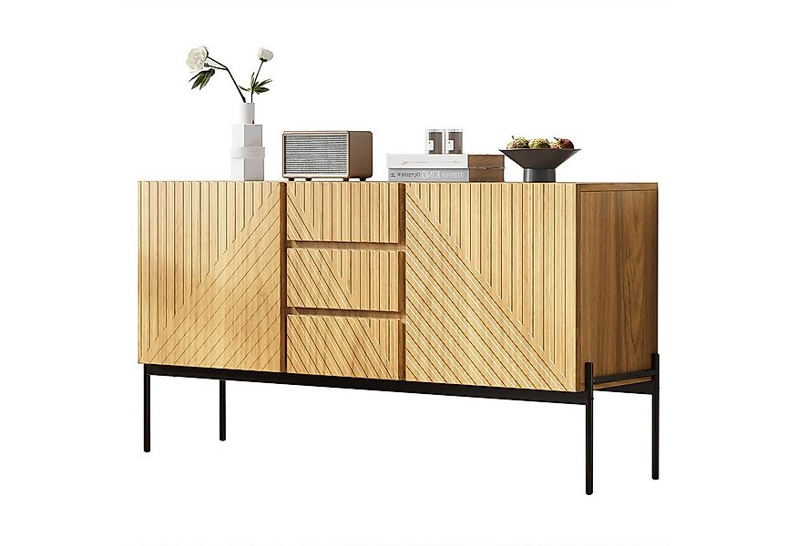 Refined Living Sideboard mit 3 Schubladen & 2 Türen, Metallbeinen,Aufbewahr günstig online kaufen