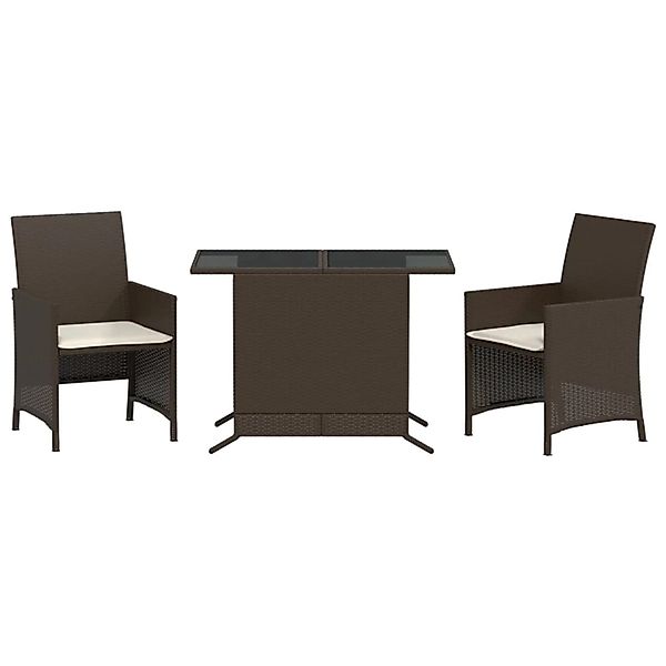 vidaXL 3-Tlg Bistro-Set mit Kissen Braun Poly Rattan 365118 günstig online kaufen