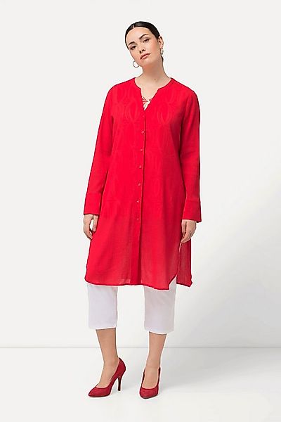 Ulla Popken Longbluse Longbluse Struktur A-Linie Tunika-Ausschnitt günstig online kaufen