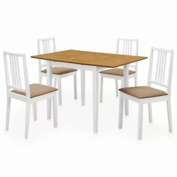vidaXL 5-tlg. Essgruppe MDF Weiß Esstisch und Stühle weiß günstig online kaufen