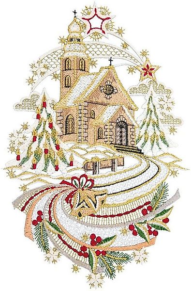 W. Reuter & Sohn - Plauener Spitze® Fensterbild Weihnachtskirche, Made in G günstig online kaufen