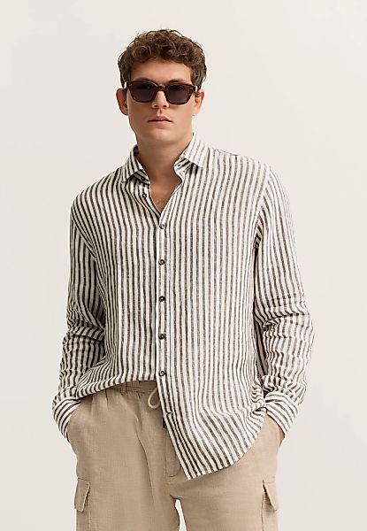 bugatti Leinenhemd "Modern Fit" gestreift mit Kentkragen günstig online kaufen