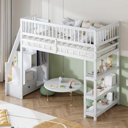 Odikalo Kinderbett Hochbett 90x200, Hochschrank-Sicherheitsdesign mit günstig online kaufen