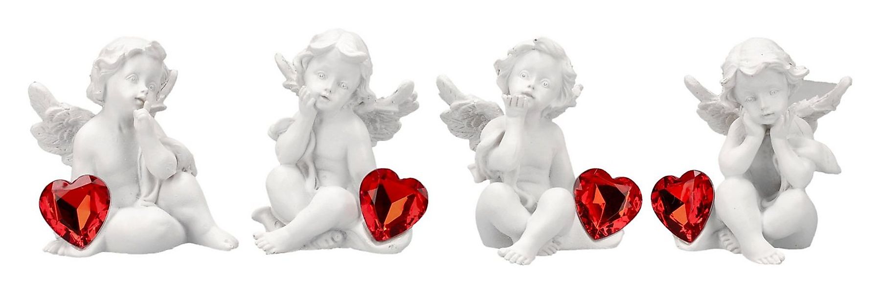 Figuren Shop GmbH Dekofigur Engel Figuren Set – 4 Putten Statue mit Herz Sc günstig online kaufen