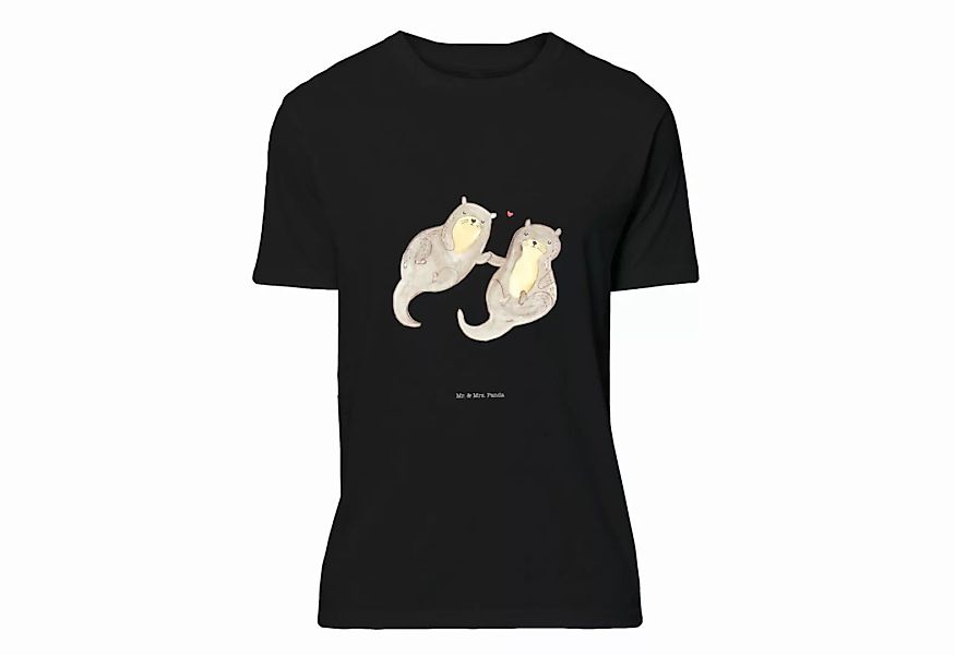 Mr. & Mrs. Panda T-Shirt Otter händchenhaltend - Schwarz - Geschenk, Nachth günstig online kaufen