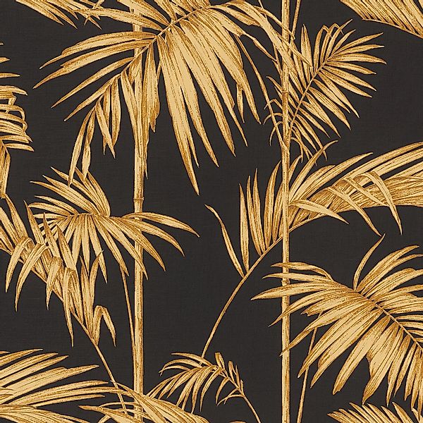 PROFHOME 369195-GU Natur Tapete Palmen Matt Gold Schwarz Orange 0,53 m x 10 günstig online kaufen