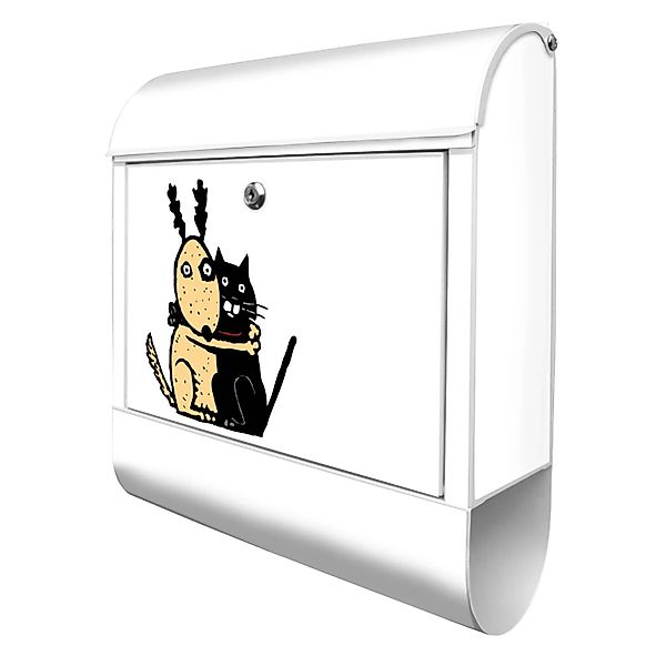 Banjado Design Briefkasten Weiß Pulverbeschichtet 39x47x14cm 2 Schlüssel Mi günstig online kaufen