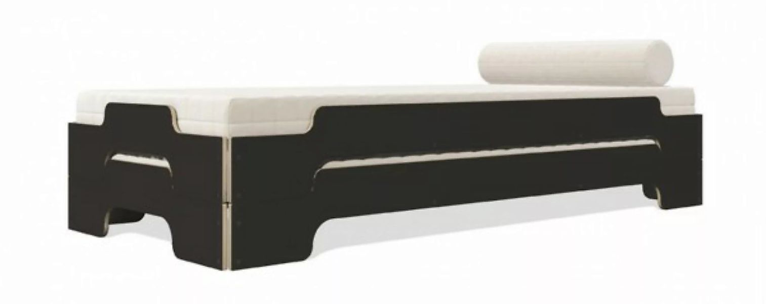Stapelliege KOMFORT - HPL Birke schwarz matt 100 x 200 cm günstig online kaufen