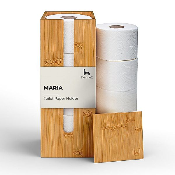 HENNEZ Toilettenpapierhalter Toilettenpapier-Aufbewahrung "Maria" - Bambus günstig online kaufen