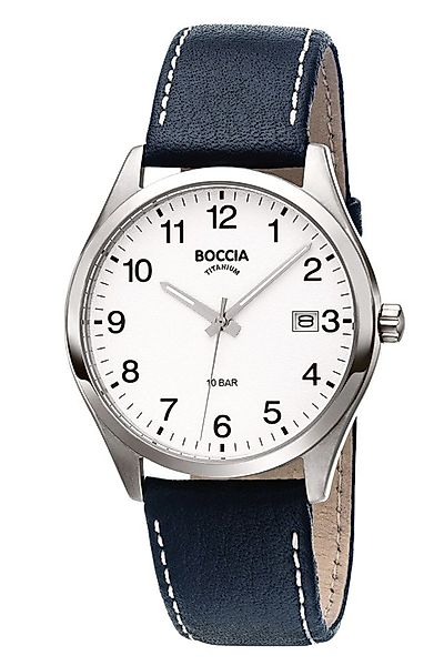 Boccia Quarzuhr Titan mit Lederband Schwarz günstig online kaufen