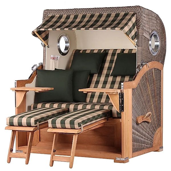 bene,iving Strandkorb Komplettset Königssee Teak Bullauge PE Grau Modell 50 günstig online kaufen