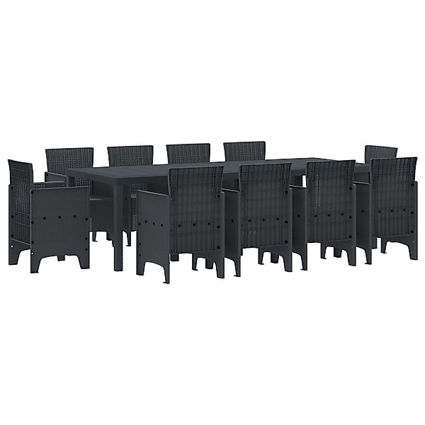 vidaXL 11-tlg Garten-Essgruppe Anthrazit Poly Rattan 3378592 günstig online kaufen