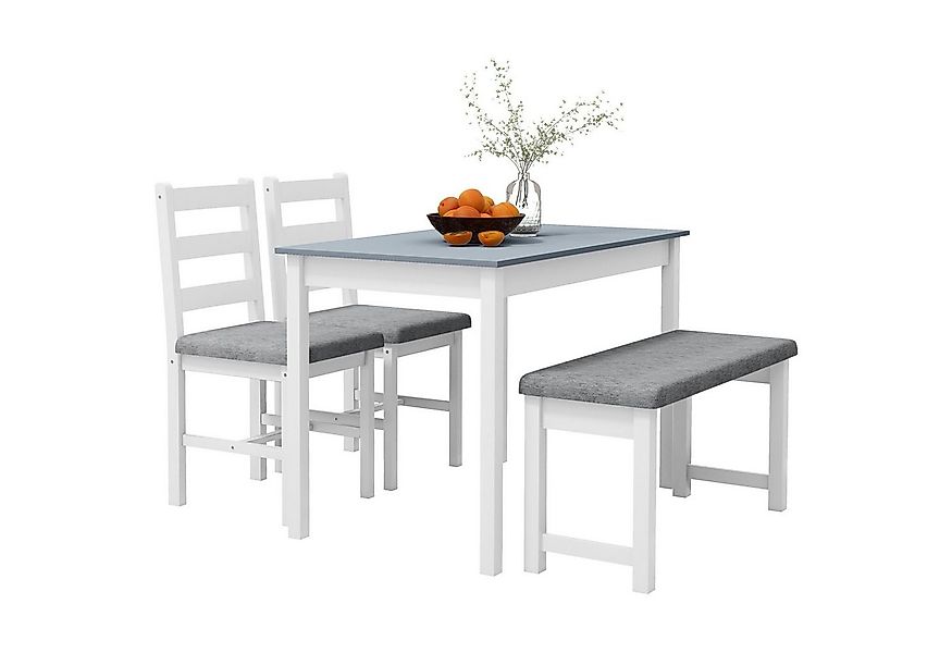 HOMCOM Essgruppe Esstisch mit 2 Gepolsterten Stühlen, Bank, (Esszimmergrupp günstig online kaufen