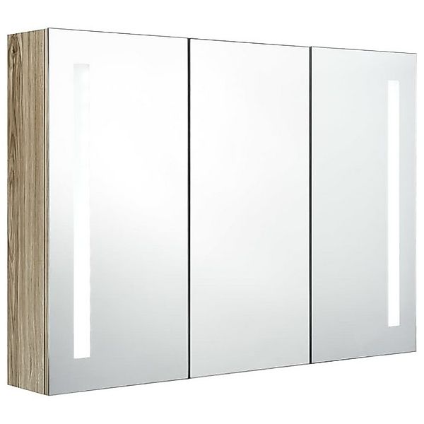 vidaXL Schrankmodule LED-Bad-Spiegelschrank 89x14x62 cm Eichen-Optik günstig online kaufen