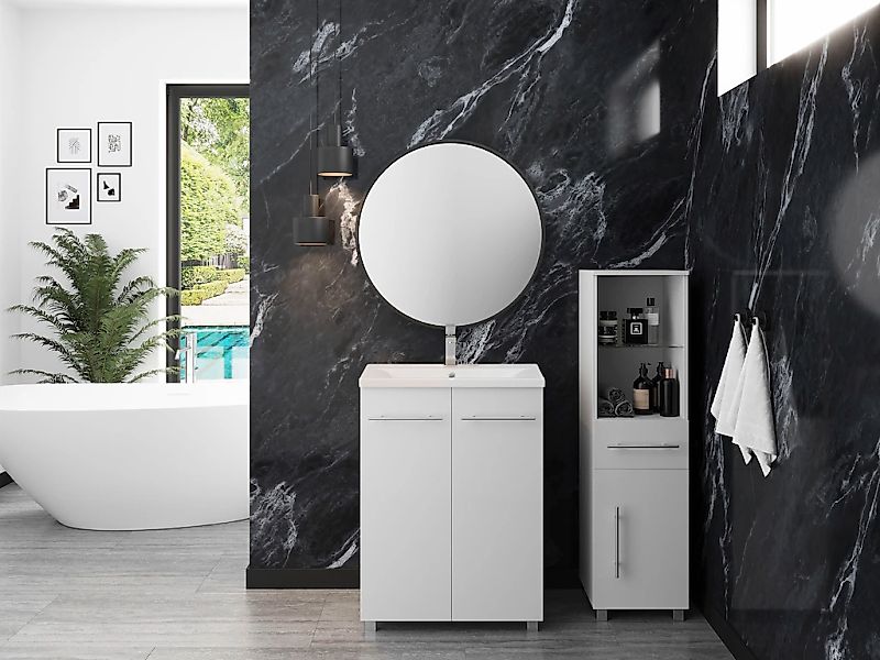 welltime Waschtisch "BAJA" Badmöbel inkl. Keramikwaschbecken, Breite 60cm günstig online kaufen