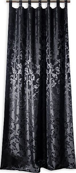 Clever-Kauf-24 Gardine Schlaufenschal Lyon Schwarz Barock 135 cm x 245 cm, günstig online kaufen