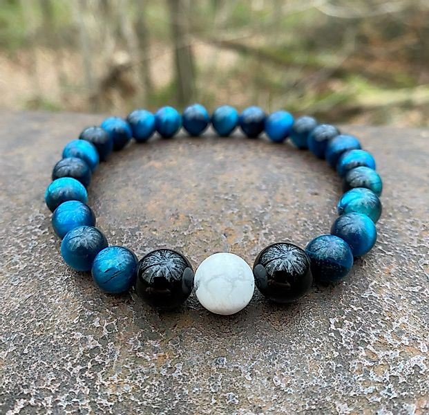 NAHLE Perlenarmband Naturstein Armband Tigerauge Onyx günstig online kaufen