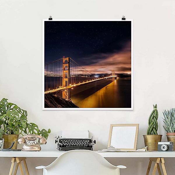 Poster - Quadrat Golden Gate to Stars günstig online kaufen