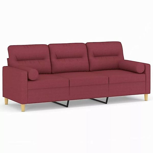 vidaXL Sofa 3-Sitzer-Sofa mit Zierkissen Weinrot 180 cm Stoff günstig online kaufen