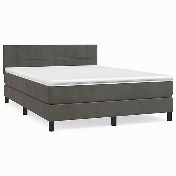 vidaXL Boxspringbett Boxspringbett mit Matratze Dunkelgrau 140x190 cm Samt günstig online kaufen