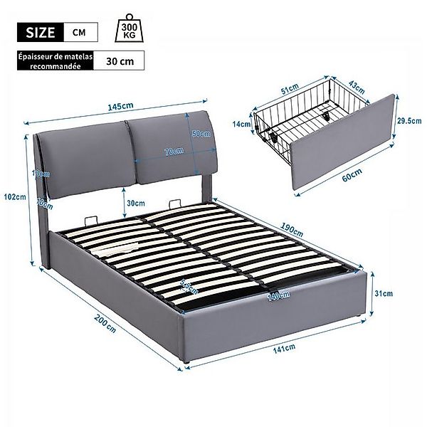 Ulife Polsterbett hydraulisches Bett Jugendbett mit drei Schubladen, Samt ( günstig online kaufen