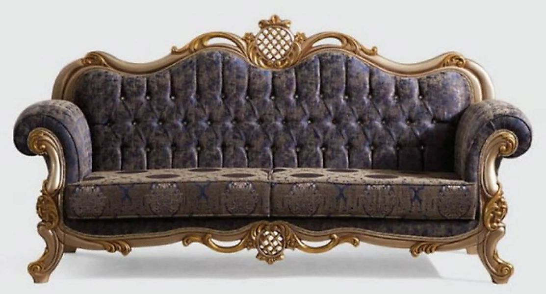 Casa Padrino Sofa Luxus Barock Sofa Blau / Silber / Gold 230 x 85 x H. 120 günstig online kaufen