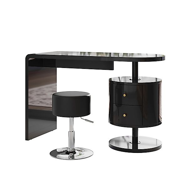 Vicco Schminktisch Lara Schwarz Hochglanz 120 cm 2 Schubladen günstig online kaufen