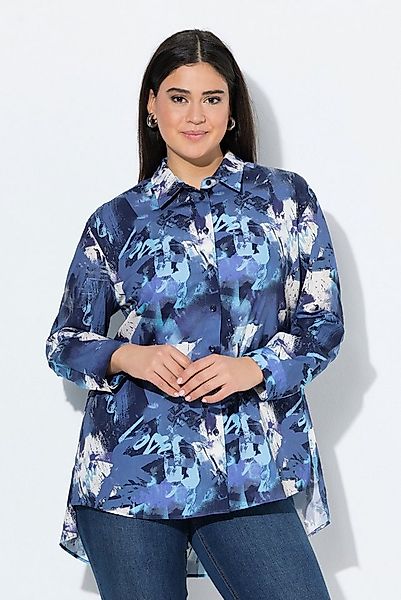 Ulla Popken Hemdbluse Hemdbluse hinten länger Hemdkragen Langarm günstig online kaufen